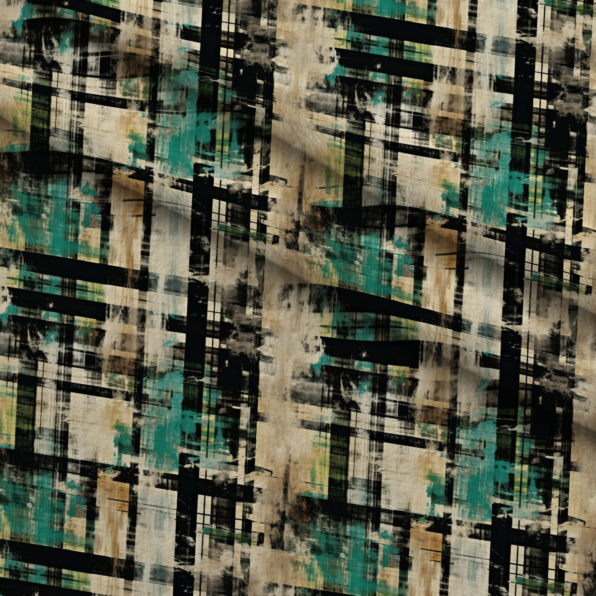Weathered Tartan Pattern 5 Fleece Fabric — fleece fabric folded close-up preview (mv-fleece-v1:lying)