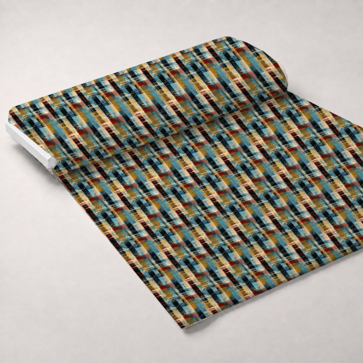 Weathered Tartan Pattern 8 Fleece Fabric — fleece fabric unrolled bolt preview (mv-fleece-v1:bolt)