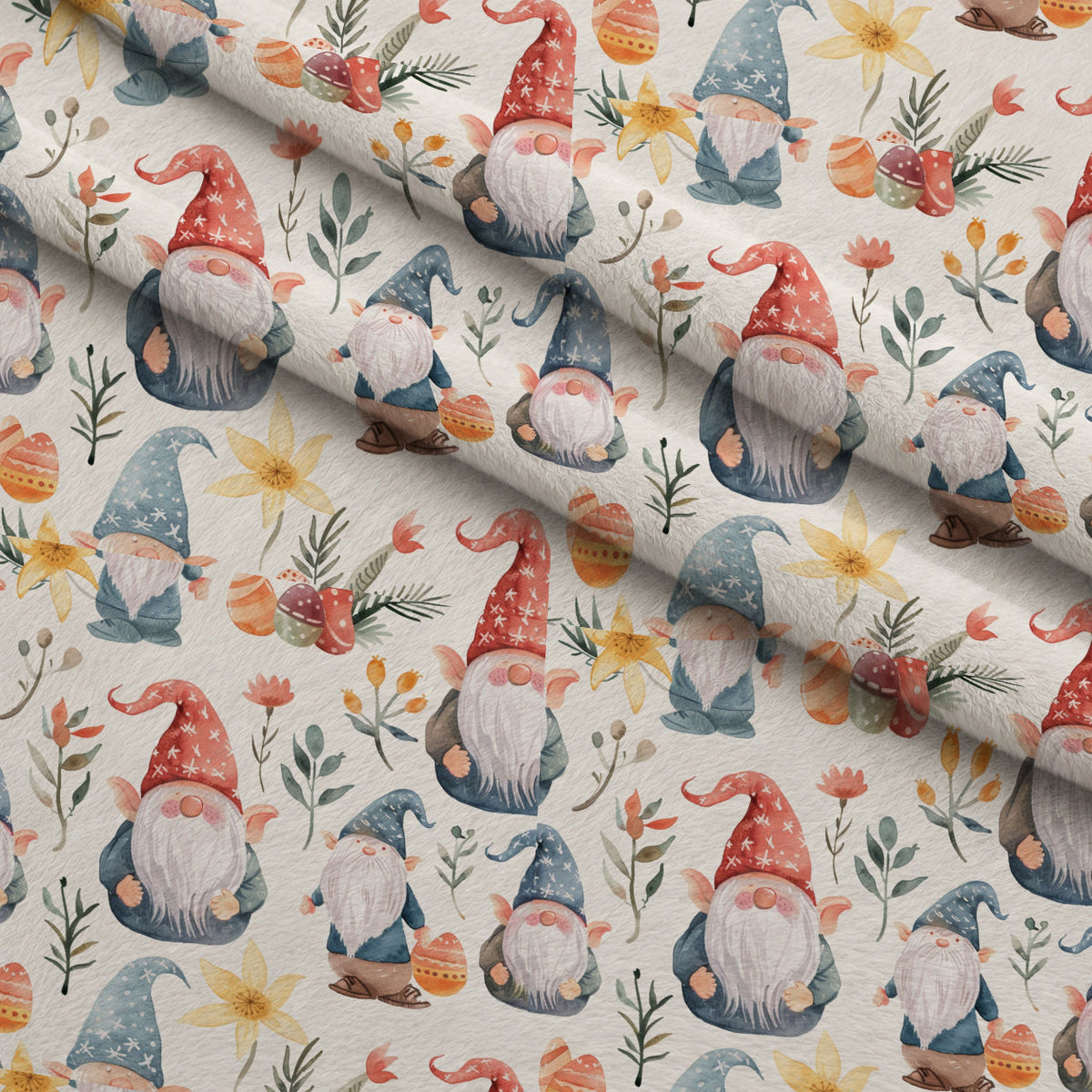 Whiskered Egg Hunt Pattern 4 Fleece Fabric — fleece fabric folded close-up preview (mv-fleece-v1:lying)