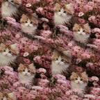 Whiskers and Blossoms Pattern 1 Fleece Fabric — fleece fabric folded close-up preview (mv-fleece-v1:lying)