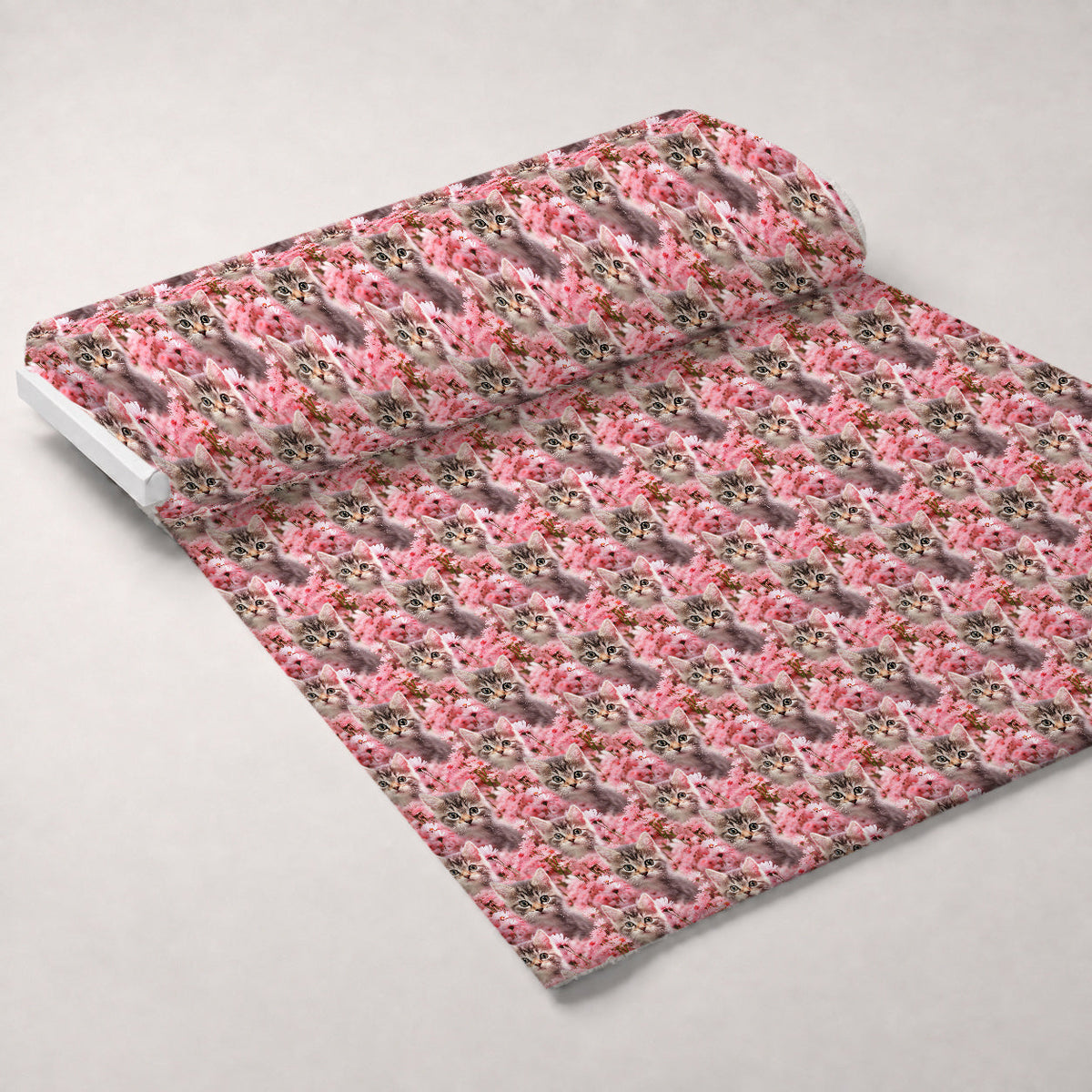 Whiskers and Blossoms Pattern 10 Fleece Fabric — fleece fabric unrolled bolt preview (mv-fleece-v1:bolt)