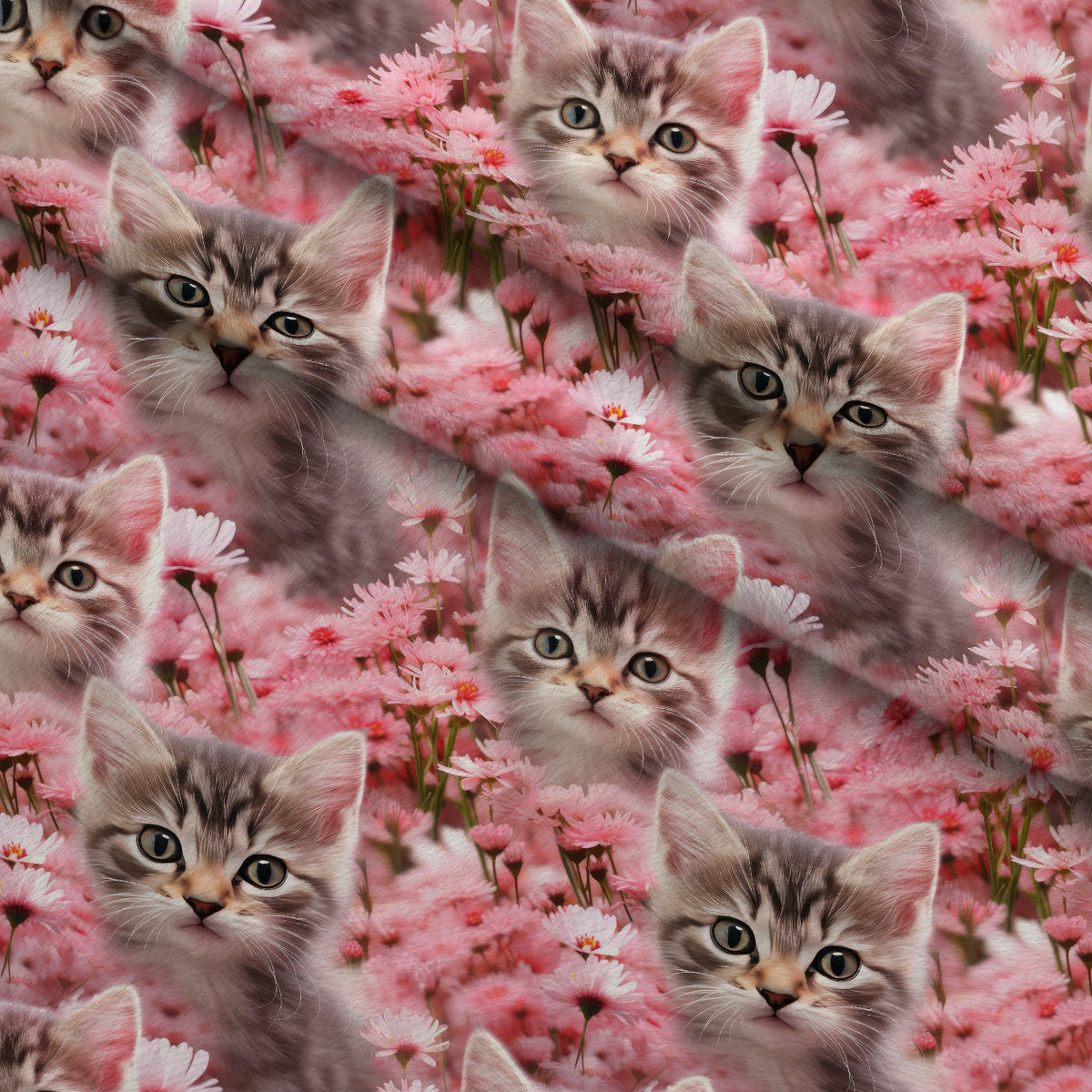 Whiskers and Blossoms Pattern 10 Fleece Fabric — fleece fabric folded close-up preview (mv-fleece-v1:lying)