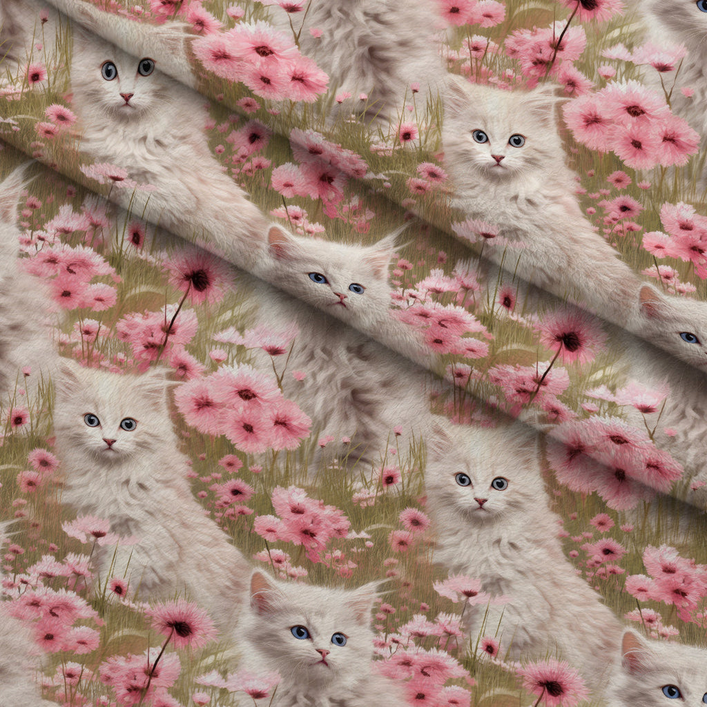 Whiskers and Blossoms Pattern 11 Fleece Fabric — fleece fabric folded close-up preview (mv-fleece-v1:lying)