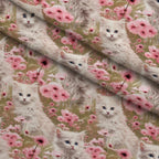 Whiskers and Blossoms Pattern 11 Fleece Fabric — fleece fabric folded close-up preview (mv-fleece-v1:lying)