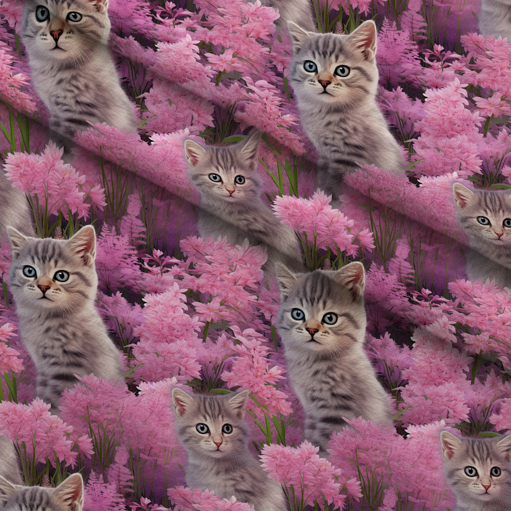 Whiskers and Blossoms Pattern 12 Fleece Fabric — fleece fabric folded close-up preview (mv-fleece-v1:lying)