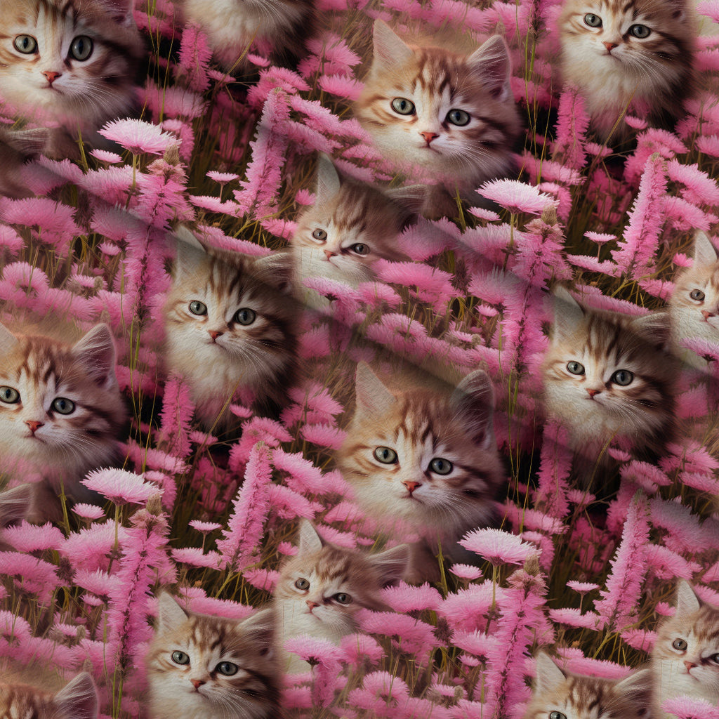 Whiskers and Blossoms Pattern 2 Fleece Fabric — fleece fabric folded close-up preview (mv-fleece-v1:lying)