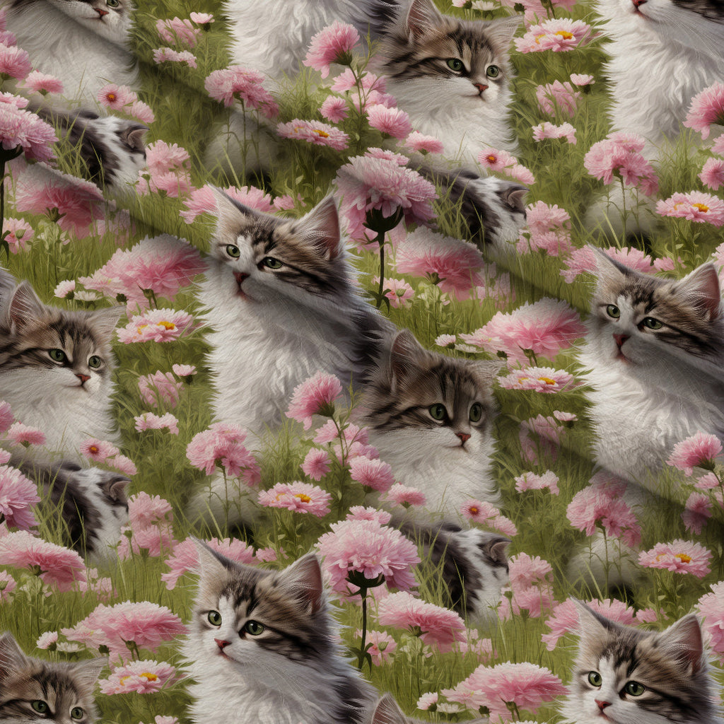 Whiskers and Blossoms Pattern 3 Fleece Fabric — fleece fabric folded close-up preview (mv-fleece-v1:lying)