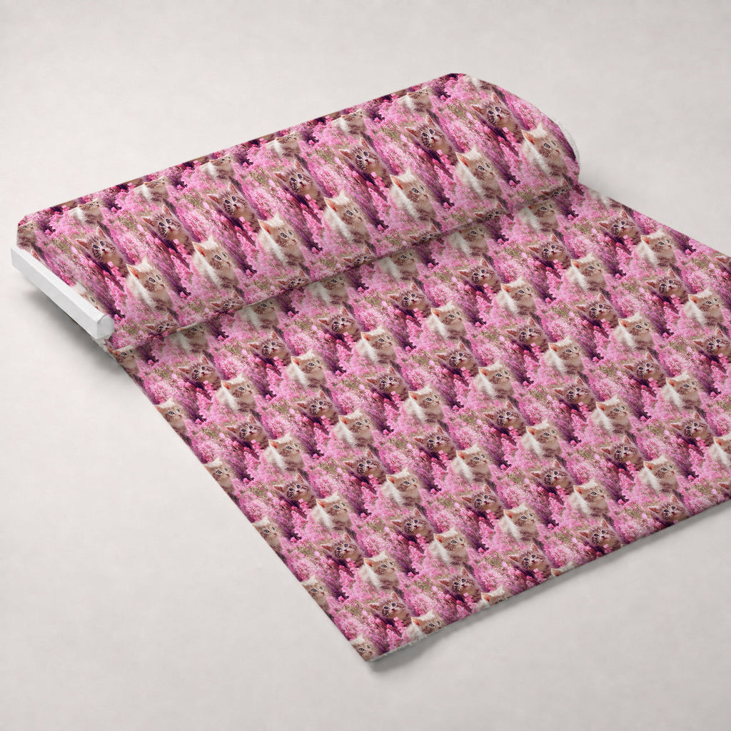 Whiskers and Blossoms Pattern 4 Fleece Fabric — fleece fabric unrolled bolt preview (mv-fleece-v1:bolt)