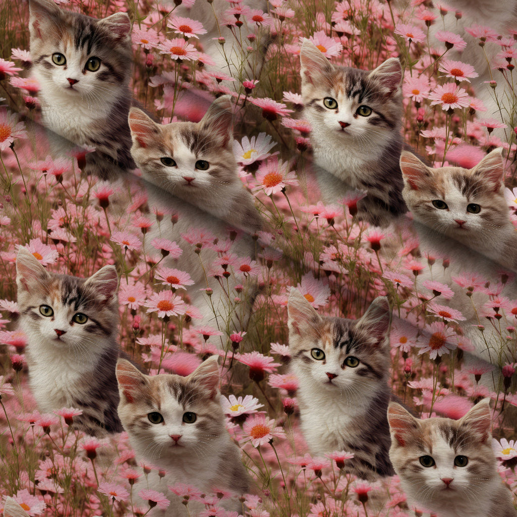 Whiskers and Blossoms Pattern 5 Fleece Fabric — fleece fabric folded close-up preview (mv-fleece-v1:lying)