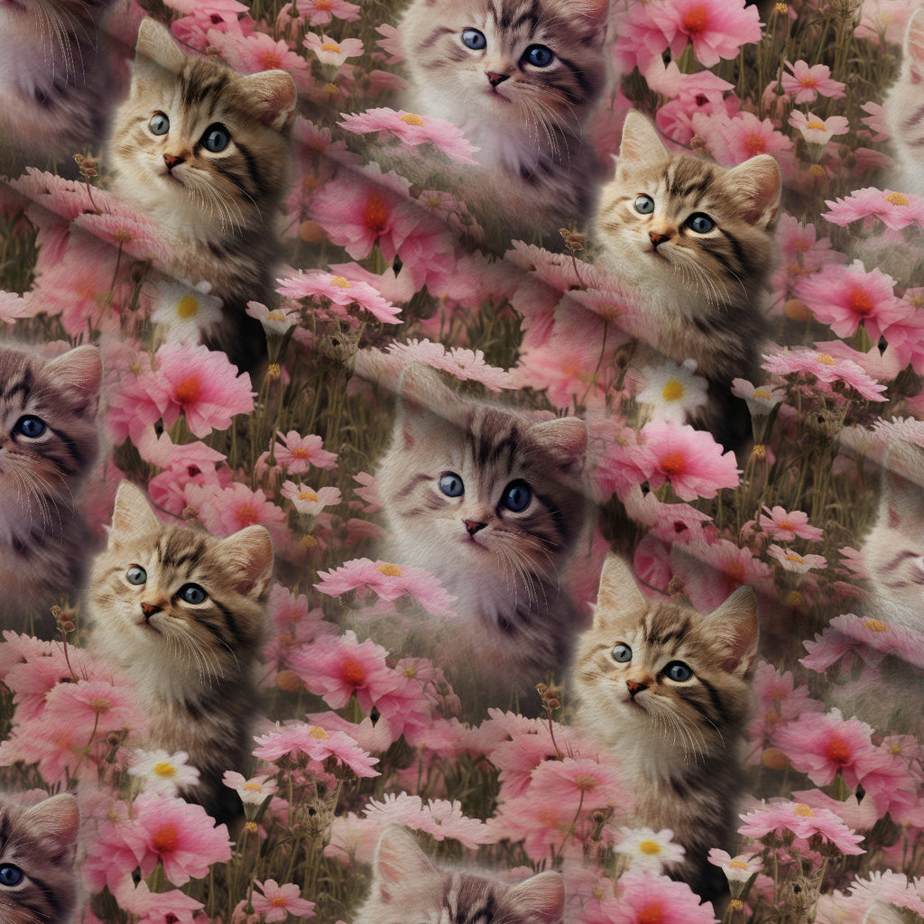 Whiskers and Blossoms Pattern 6 Fleece Fabric — fleece fabric folded close-up preview (mv-fleece-v1:lying)
