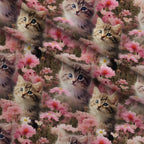 Whiskers and Blossoms Pattern 6 Fleece Fabric — fleece fabric folded close-up preview (mv-fleece-v1:lying)