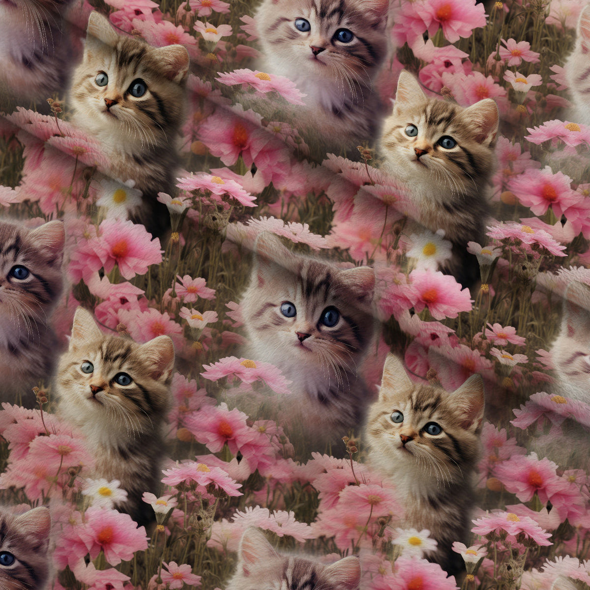 Whiskers and Blossoms Pattern 6 Fleece Fabric — fleece fabric folded close-up preview (mv-fleece-v1:lying)