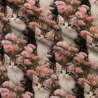 Whiskers and Blossoms Pattern 7 Fleece Fabric — fleece fabric folded close-up preview (mv-fleece-v1:lying)