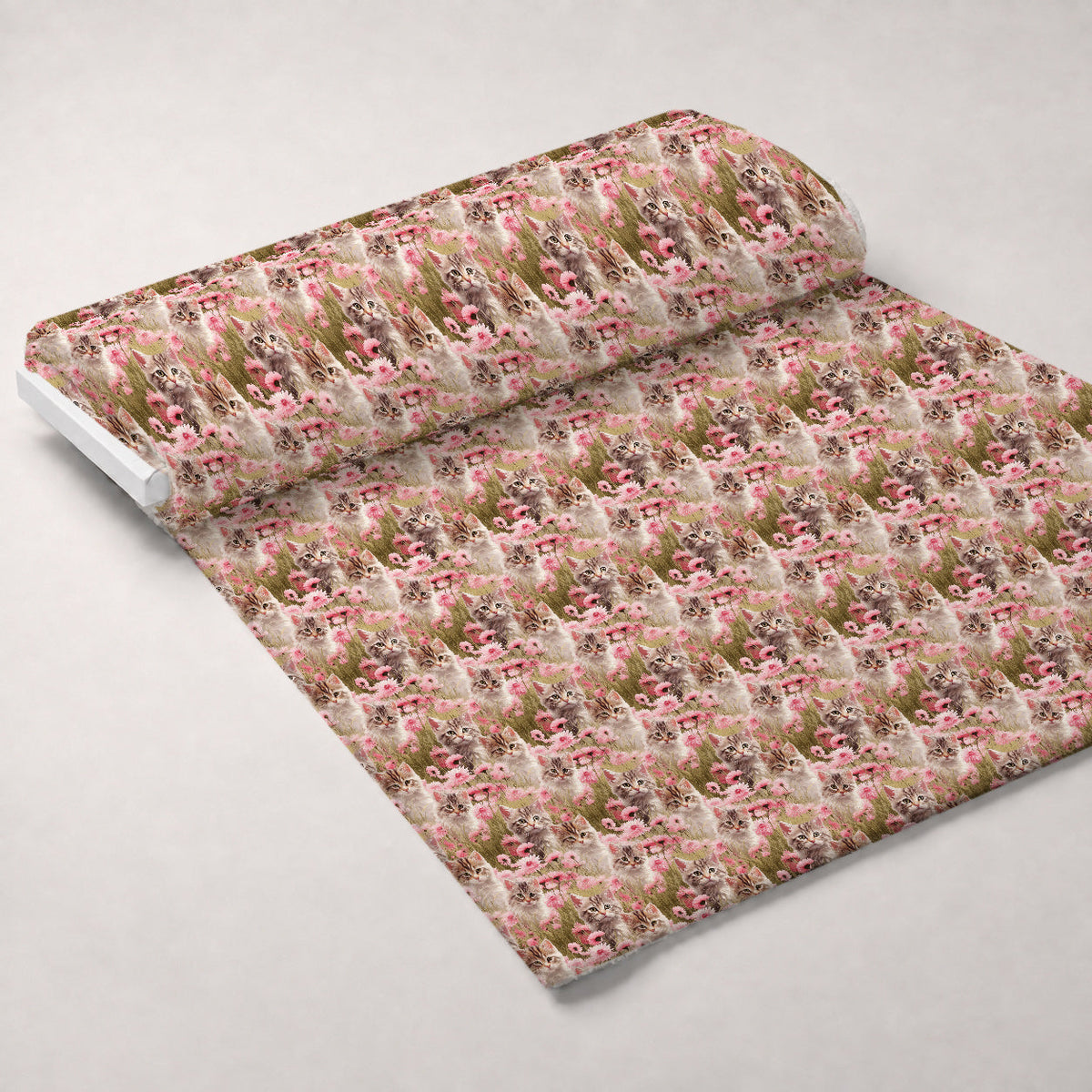 Whiskers and Blossoms Pattern 8 Fleece Fabric — fleece fabric unrolled bolt preview (mv-fleece-v1:bolt)