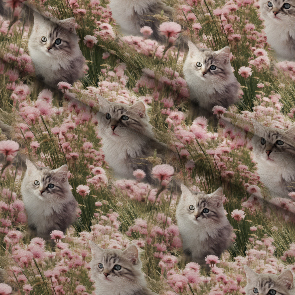Whiskers and Blossoms Pattern 9 Fleece Fabric — fleece fabric folded close-up preview (mv-fleece-v1:lying)