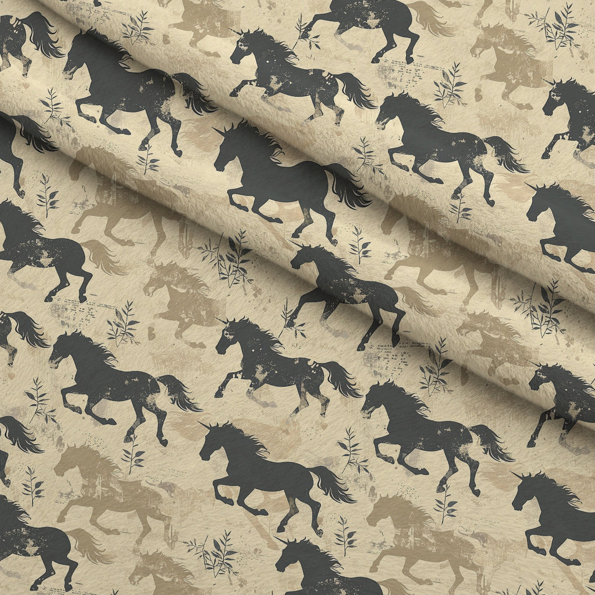 Wild Gallop Pattern 5 Fleece Fabric — fleece fabric folded close-up preview (mv-fleece-v1:lying)