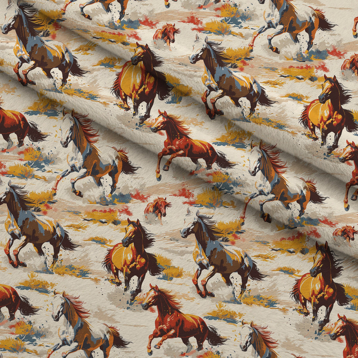 Wild Gallop Pattern 6 Fleece Fabric — fleece fabric folded close-up preview (mv-fleece-v1:lying)