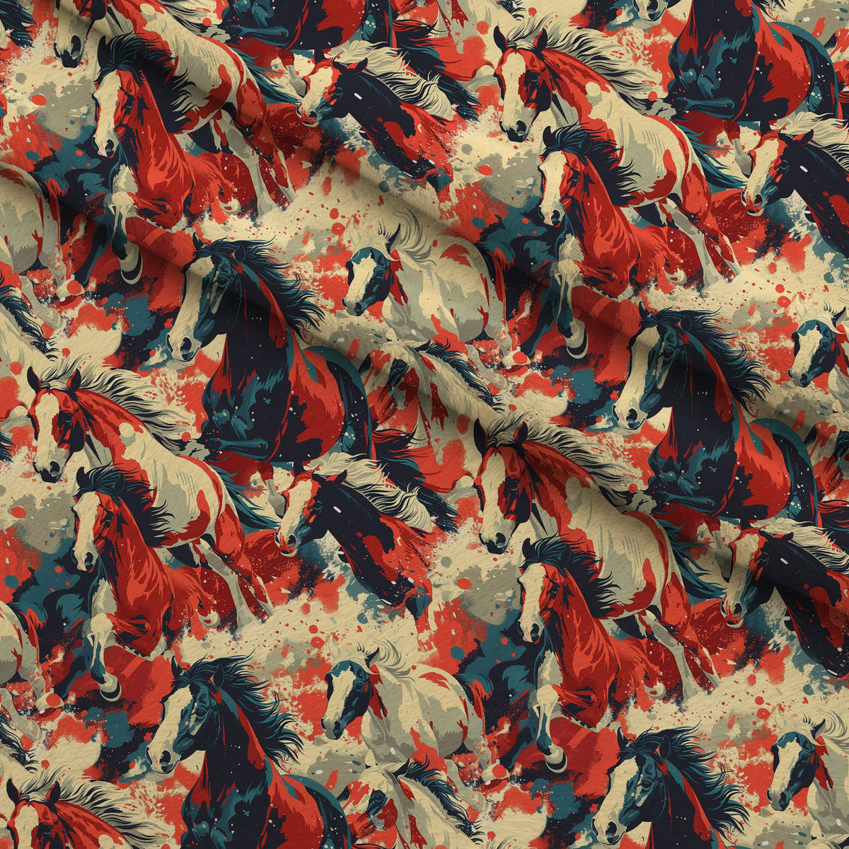 Wild Gallop Pattern 8 Fleece Fabric — fleece fabric folded close-up preview (mv-fleece-v1:lying)