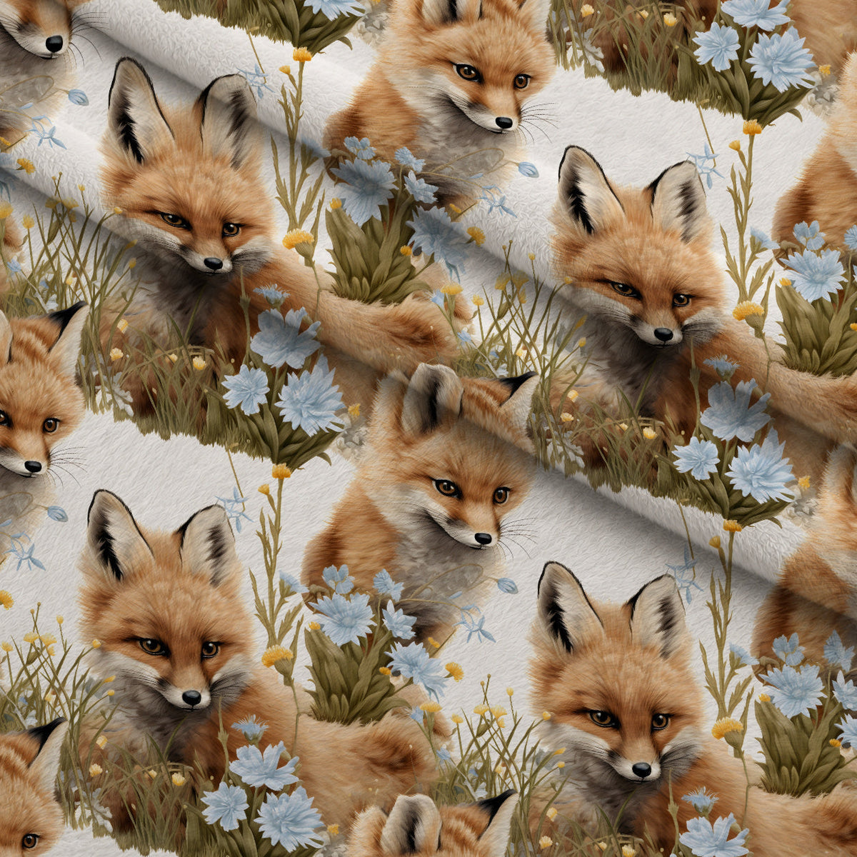 Wildflower Kits Pattern 1 Fleece Fabric — fleece fabric folded close-up preview (mv-fleece-v1:lying)