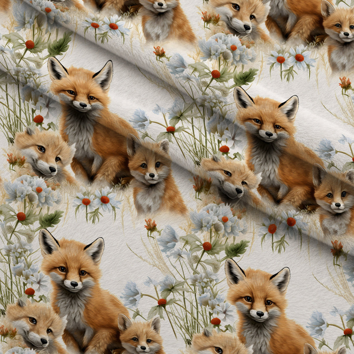 Wildflower Kits Pattern 3 Fleece Fabric — fleece fabric folded close-up preview (mv-fleece-v1:lying)