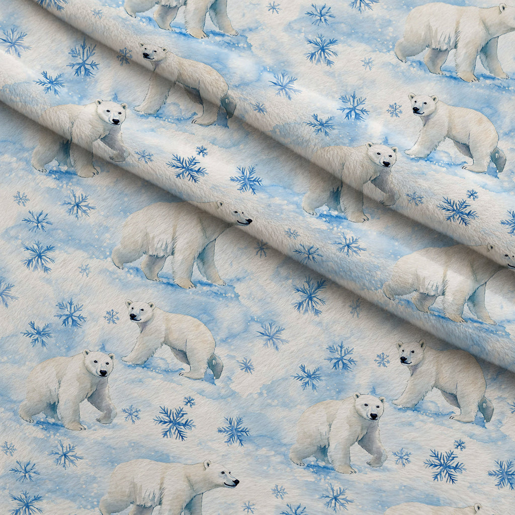 Winter Polar Bears Fleece Fabric — fleece fabric folded close-up preview (mv-fleece-v1:lying)