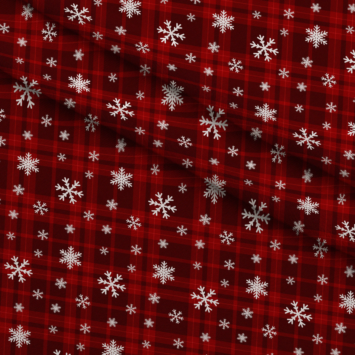 Winter Red Plaid Fleece Fabric — fleece fabric folded close-up preview (mv-fleece-v1:lying)