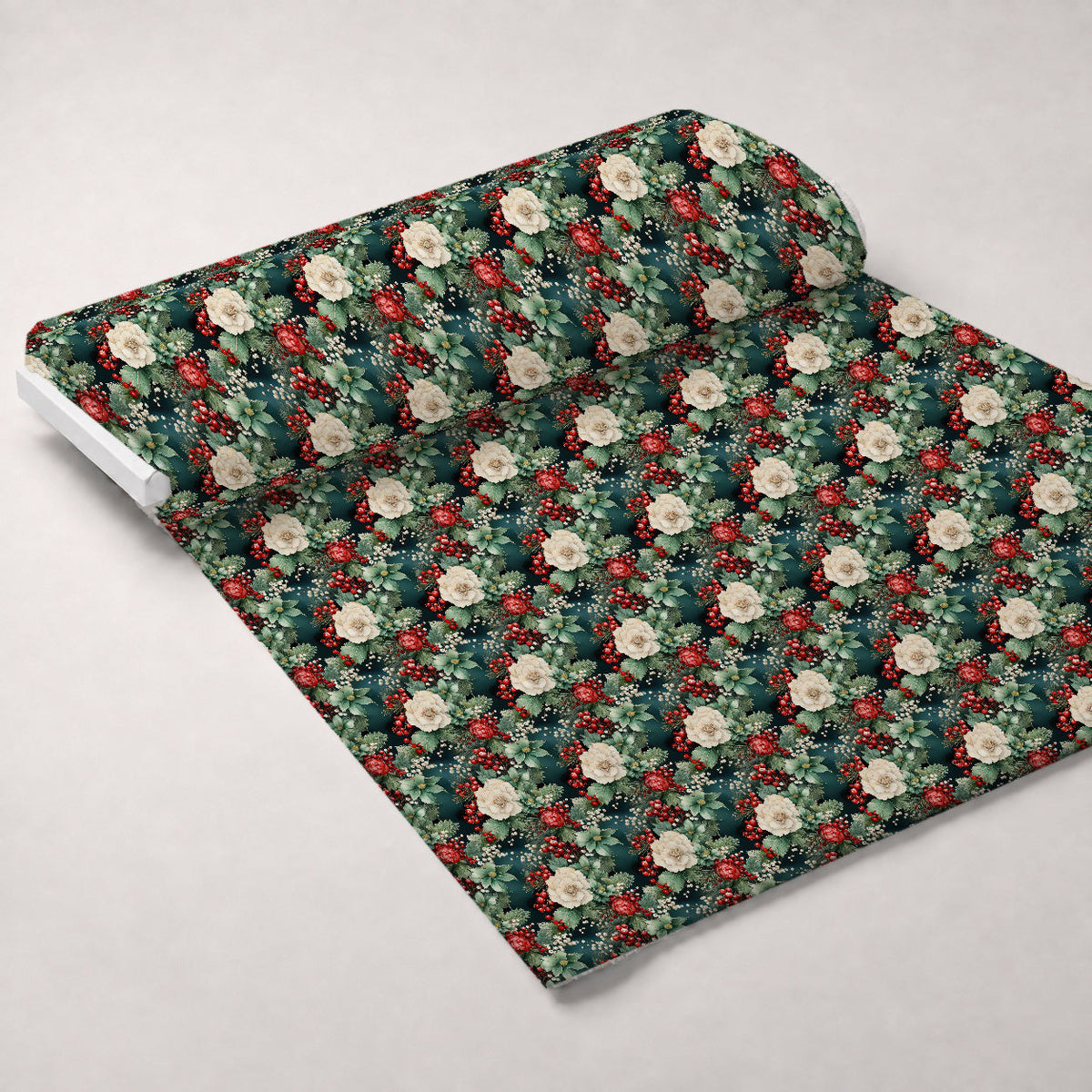 Winterberry Blooms Pattern 2 Fleece Fabric — fleece fabric unrolled bolt preview (mv-fleece-v1:bolt)