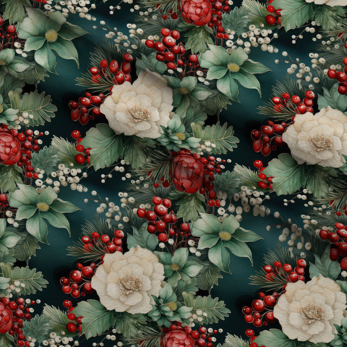 Winterberry Blooms Pattern 2 Fleece Fabric — fleece fabric folded close-up preview (mv-fleece-v1:lying)