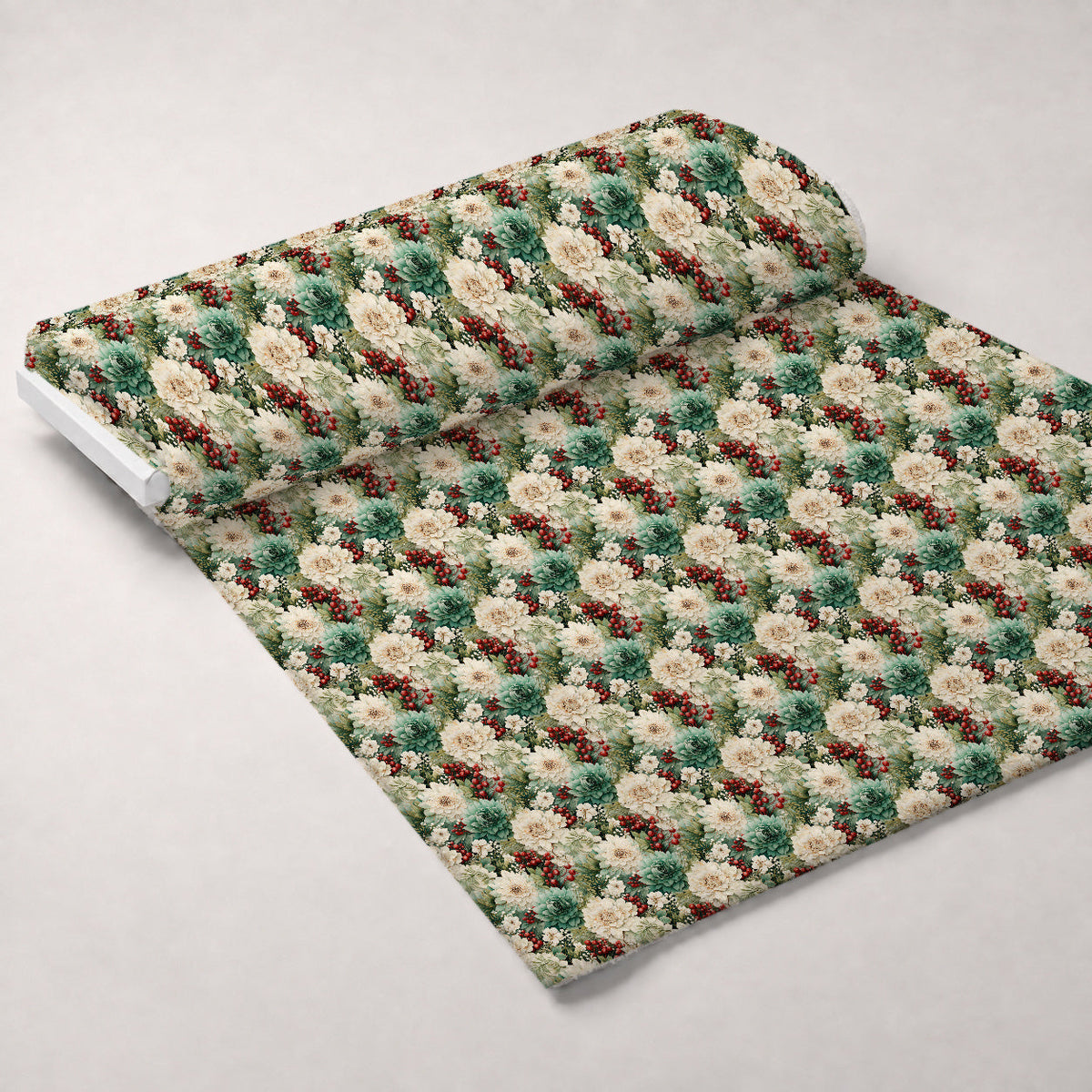 Winterberry Blooms Pattern 8 Fleece Fabric — fleece fabric unrolled bolt preview (mv-fleece-v1:bolt)