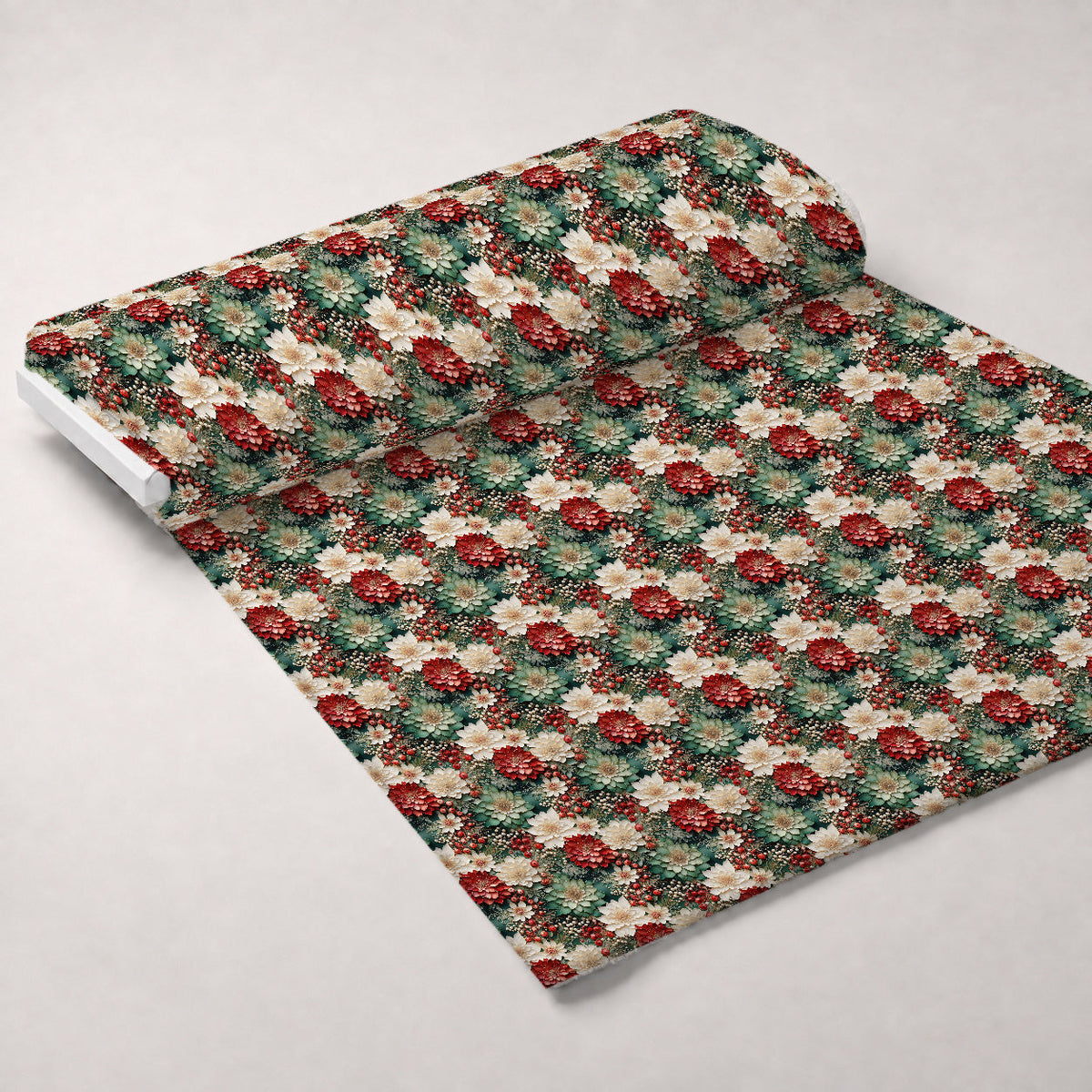 Winterberry Blooms Pattern 9 Fleece Fabric — fleece fabric unrolled bolt preview (mv-fleece-v1:bolt)