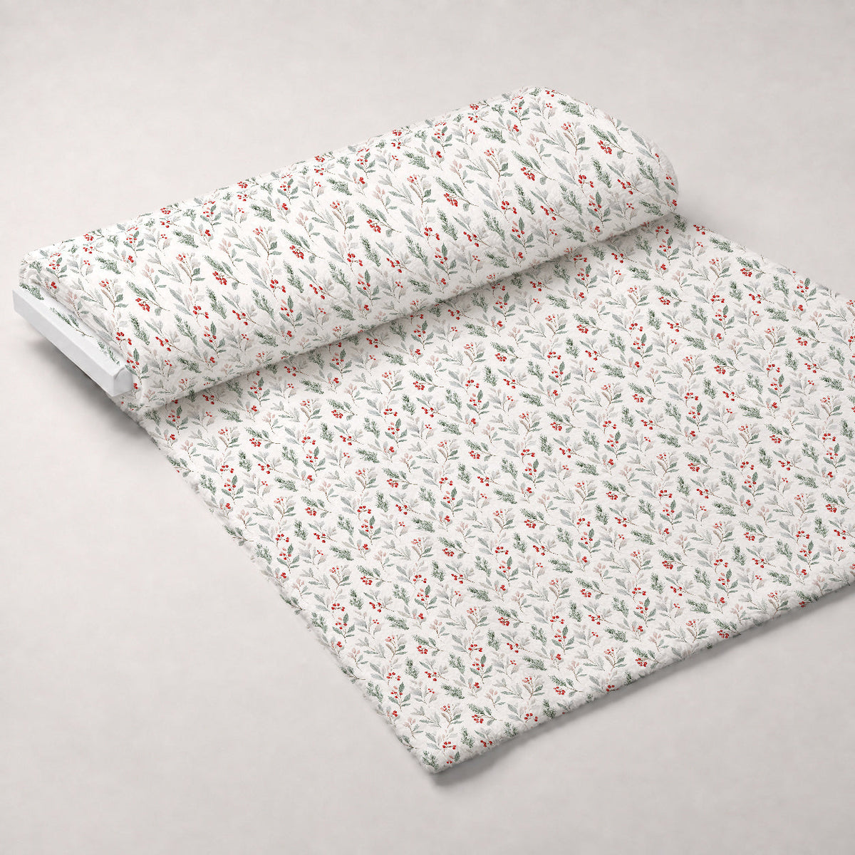 Winterberry Sprigs Pattern 1 Fleece Fabric — fleece fabric unrolled bolt preview (mv-fleece-v1:bolt)