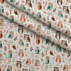Woodland Hoots Pattern 10 Fleece Fabric — fleece fabric folded close-up preview (mv-fleece-v1:lying)