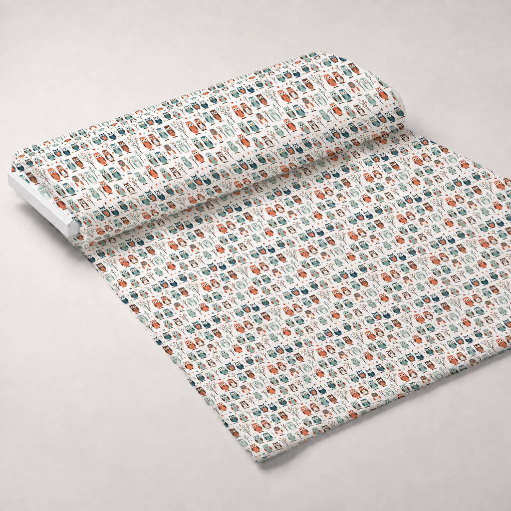 Woodland Hoots Pattern 11 Fleece Fabric — fleece fabric unrolled bolt preview (mv-fleece-v1:bolt)