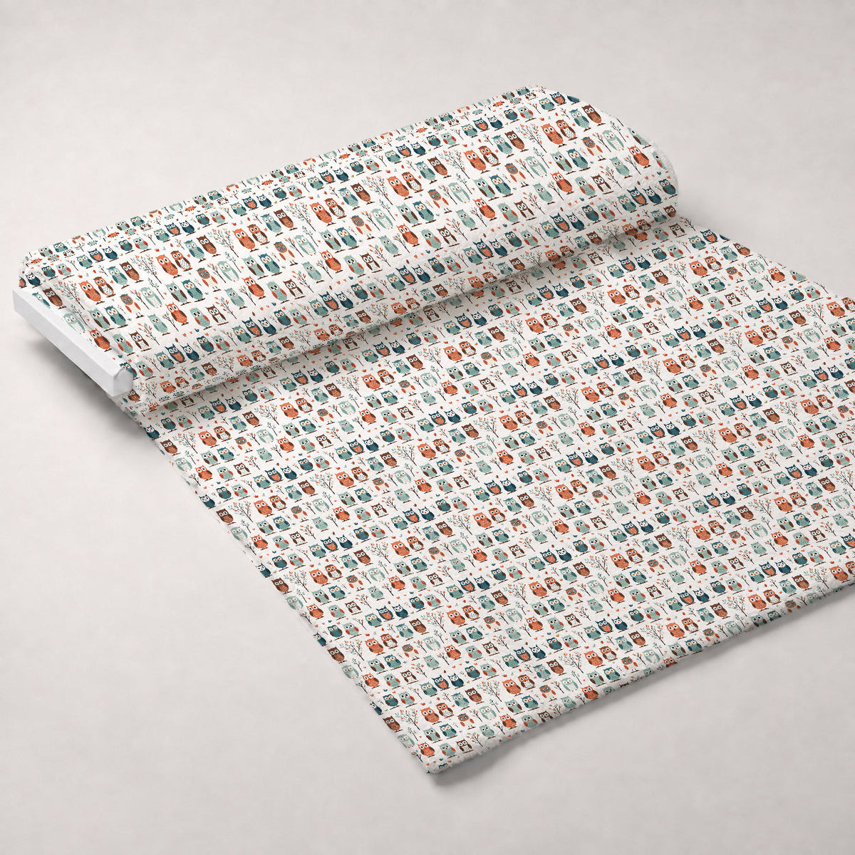 Woodland Hoots Pattern 11 Fleece Fabric — fleece fabric unrolled bolt preview (mv-fleece-v1:bolt)