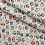 Woodland Hoots Pattern 11 Fleece Fabric — fleece fabric folded close-up preview (mv-fleece-v1:lying)