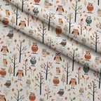 Woodland Hoots Pattern 2 Fleece Fabric — fleece fabric folded close-up preview (mv-fleece-v1:lying)