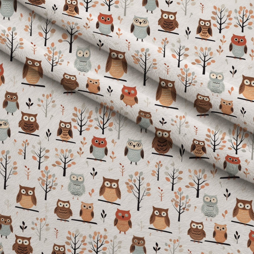 Woodland Hoots Pattern 4 Fleece Fabric — fleece fabric folded close-up preview (mv-fleece-v1:lying)