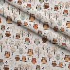 Woodland Hoots Pattern 4 Fleece Fabric — fleece fabric folded close-up preview (mv-fleece-v1:lying)