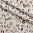 Woodland Hoots Pattern 5 Fleece Fabric — fleece fabric folded close-up preview (mv-fleece-v1:lying)