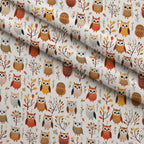 Woodland Hoots Pattern 6 Fleece Fabric — fleece fabric folded close-up preview (mv-fleece-v1:lying)