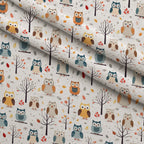 Woodland Hoots Pattern 7 Fleece Fabric — fleece fabric folded close-up preview (mv-fleece-v1:lying)