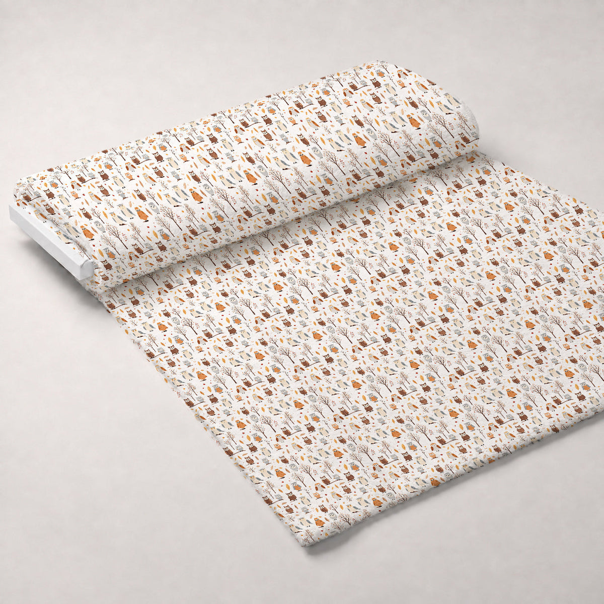 Woodland Hoots Pattern 9 Fleece Fabric — fleece fabric unrolled bolt preview (mv-fleece-v1:bolt)