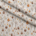 Woodland Hoots Pattern 9 Fleece Fabric — fleece fabric folded close-up preview (mv-fleece-v1:lying)