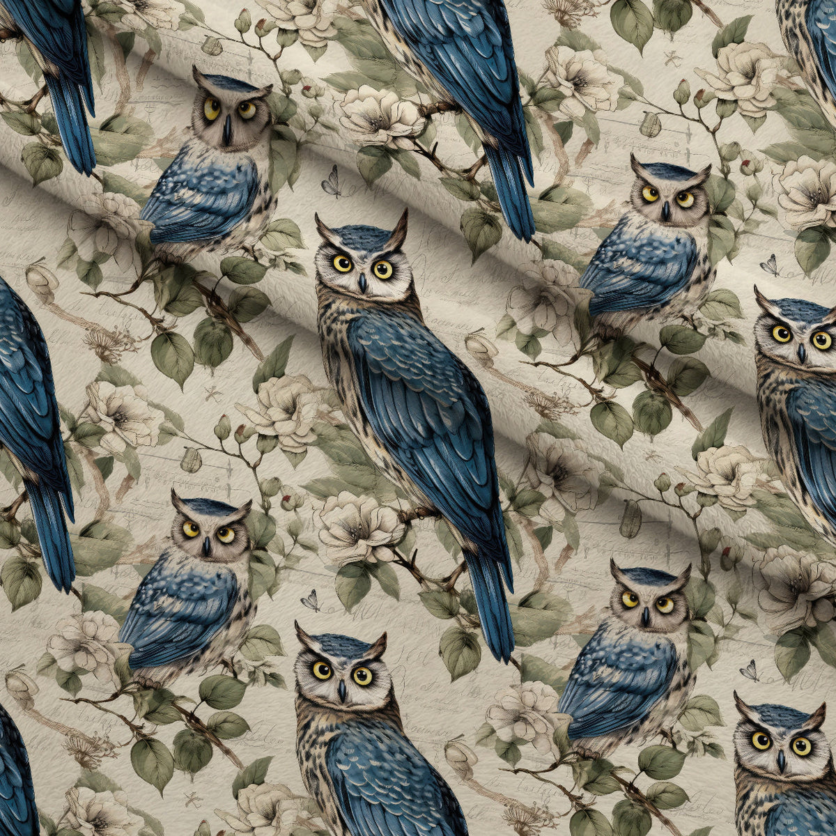 Woodland Watchers Pattern 1 Fleece Fabric — fleece fabric folded close-up preview (mv-fleece-v1:lying)