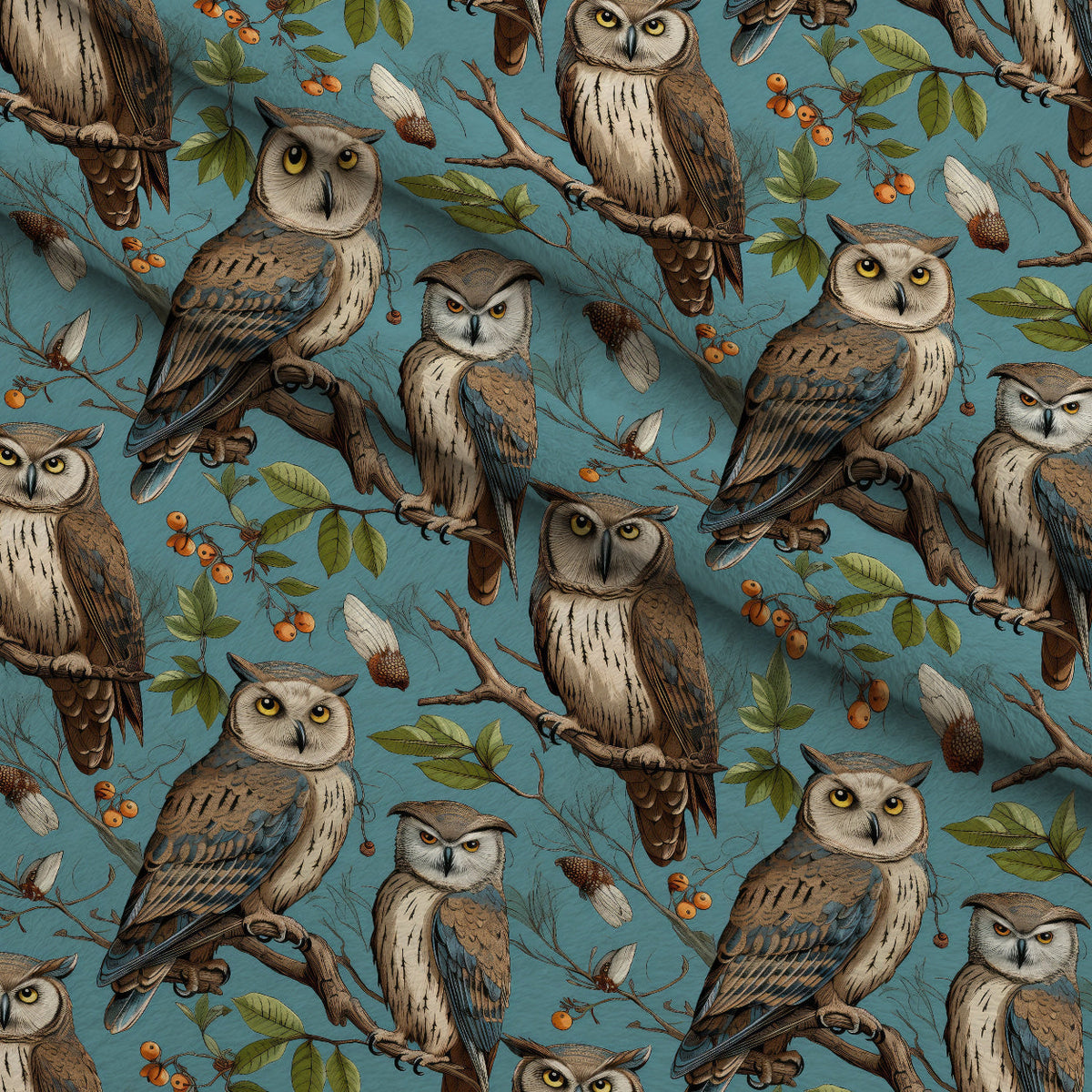 Woodland Watchers Pattern 10 Fleece Fabric — fleece fabric folded close-up preview (mv-fleece-v1:lying)