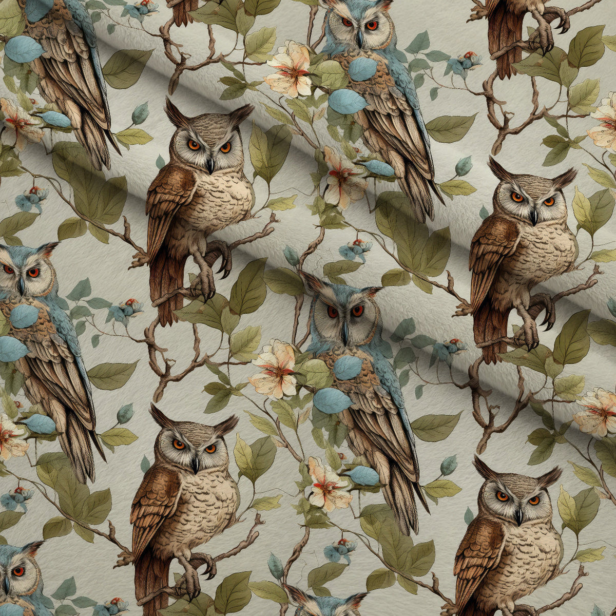 Woodland Watchers Pattern 11 Fleece Fabric — fleece fabric folded close-up preview (mv-fleece-v1:lying)
