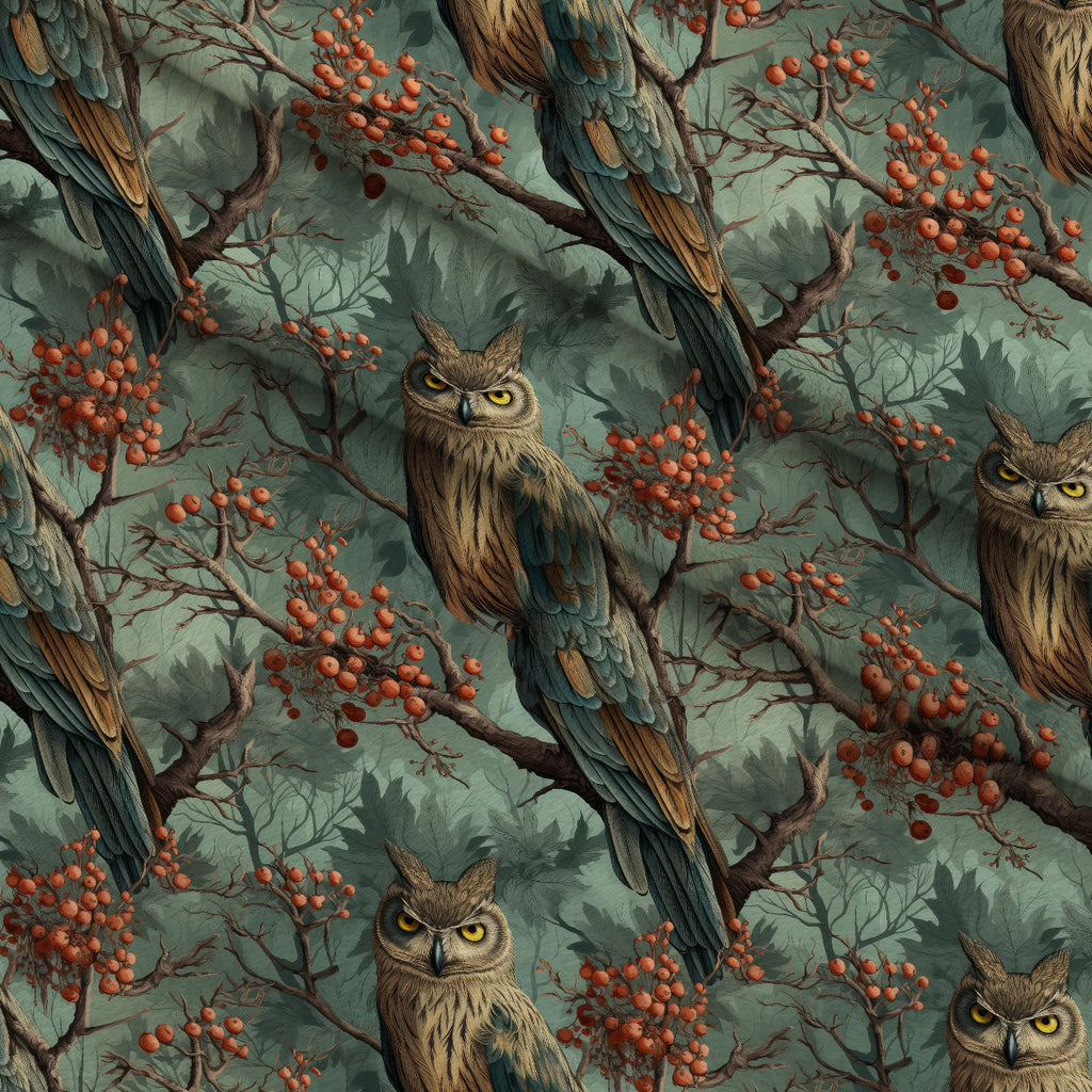 Woodland Watchers Pattern 2 Fleece Fabric — fleece fabric folded close-up preview (mv-fleece-v1:lying)