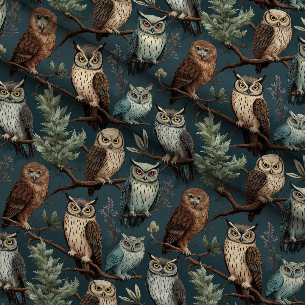 Woodland Watchers Pattern 5 Fleece Fabric — fleece fabric folded close-up preview (mv-fleece-v1:lying)