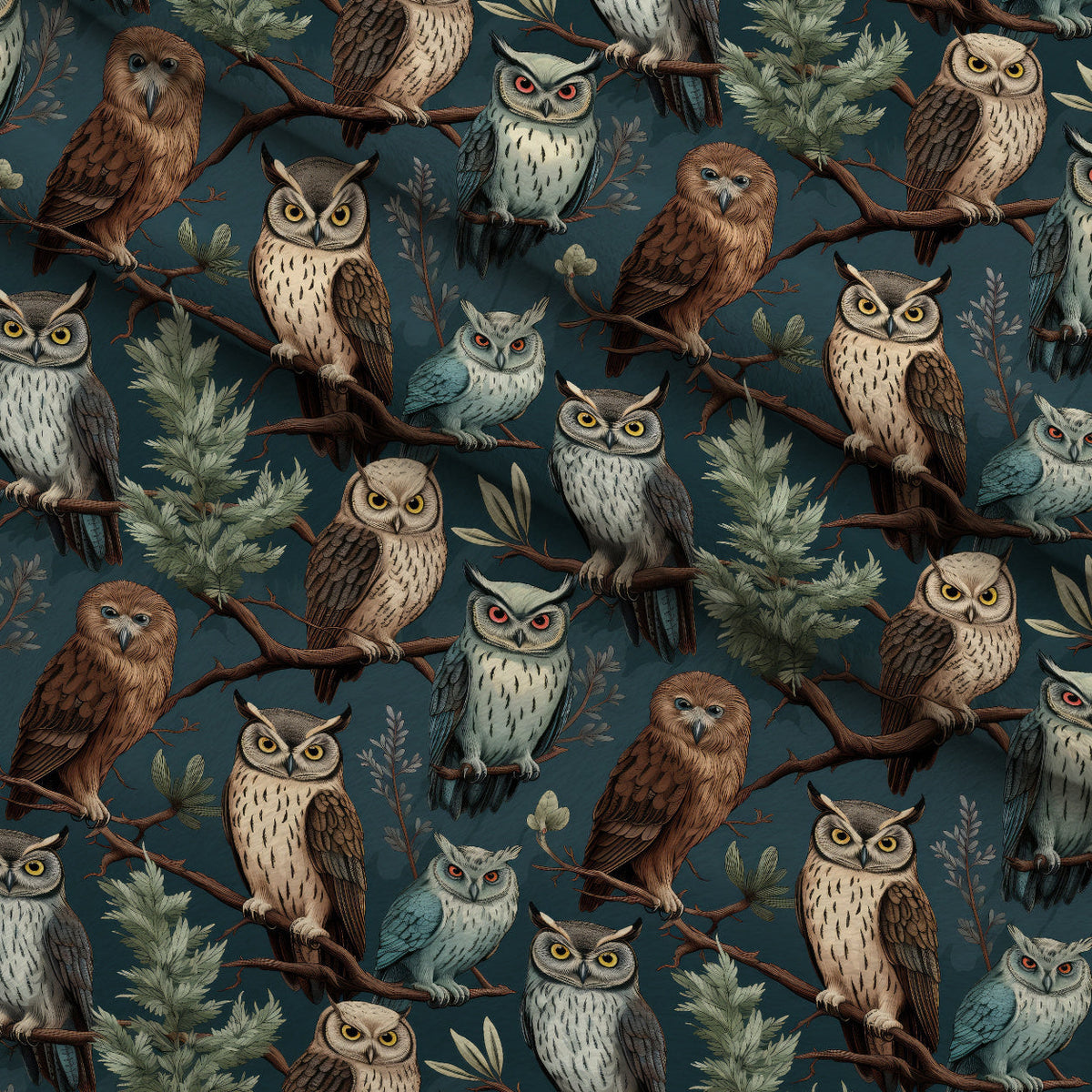 Woodland Watchers Pattern 5 Fleece Fabric — fleece fabric folded close-up preview (mv-fleece-v1:lying)