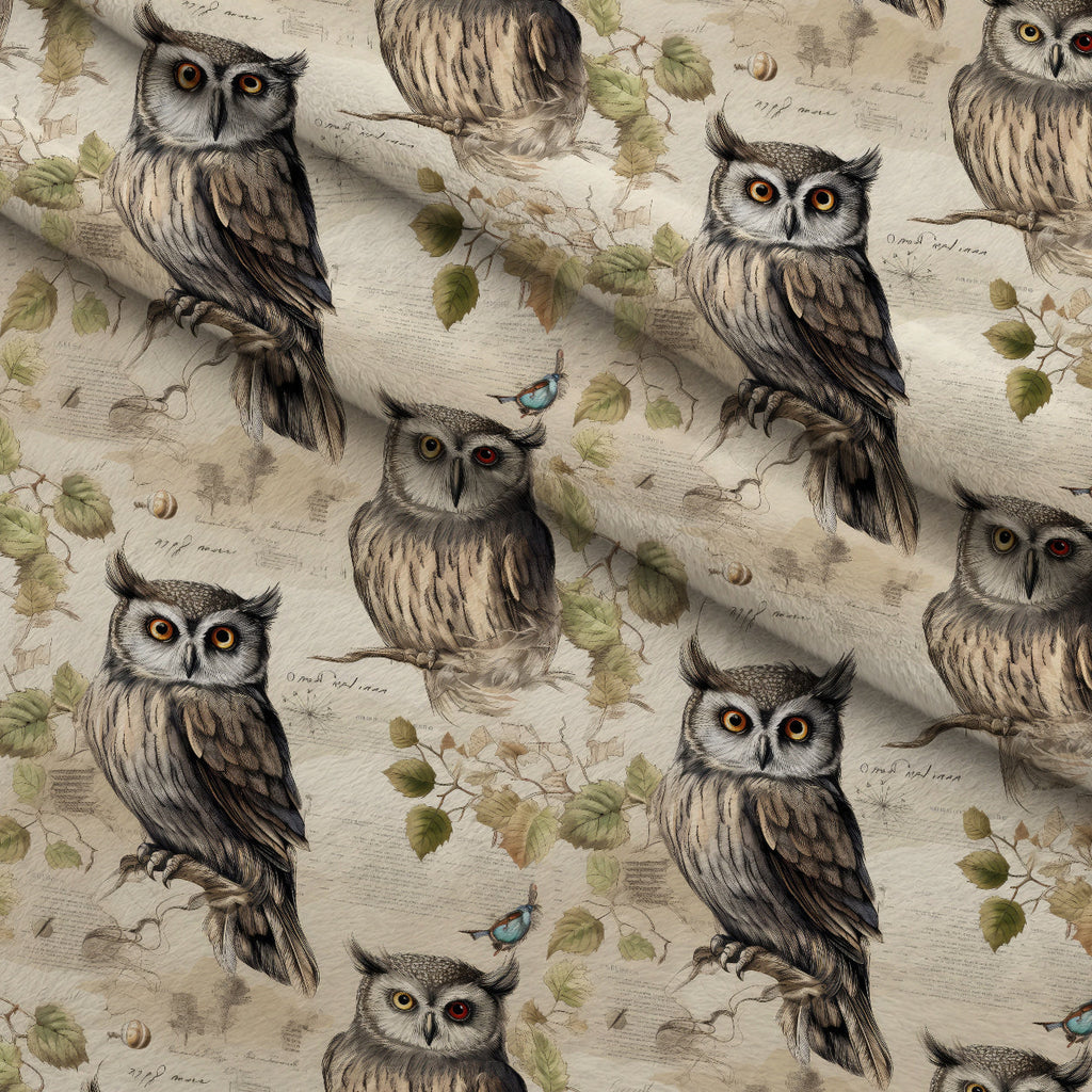 Woodland Watchers Pattern 6 Fleece Fabric — fleece fabric folded close-up preview (mv-fleece-v1:lying)